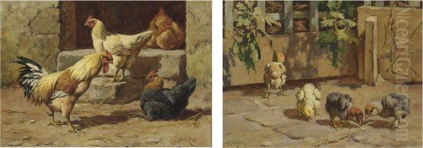 A Group Of Poultry Oil Painting by William Baptiste Baird