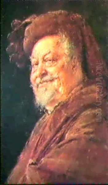 Brustbild Des Sir John Falstaff Im Halbprofil Oil Painting by Eduard von Gruetzner