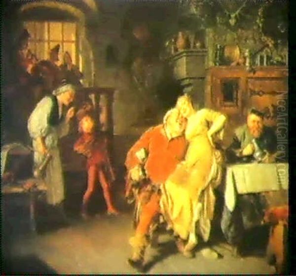 Falstaff In Der Schenke Zum Wilden Schweinskopf. Oil Painting by Eduard von Gruetzner