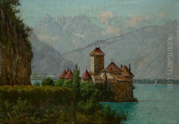 Chateau De Chillon Oil Painting by William Baptiste Baird