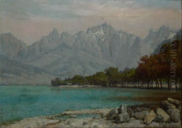 Evian-les-bains, Lac De Geneve Oil Painting by William Baptiste Baird