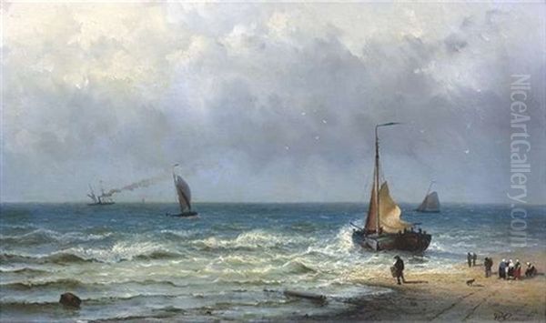 Meereskuste Mit Fischerbooten Oil Painting by Willem Gruyter The Younger