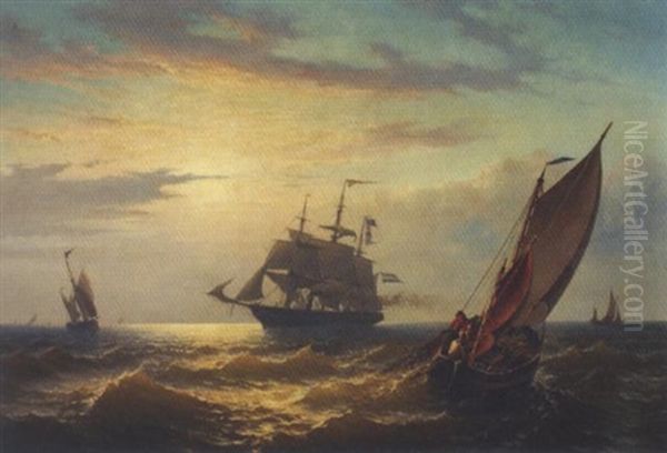 Abend In Der Wesermundung Oil Painting by Willem Gruyter The Younger