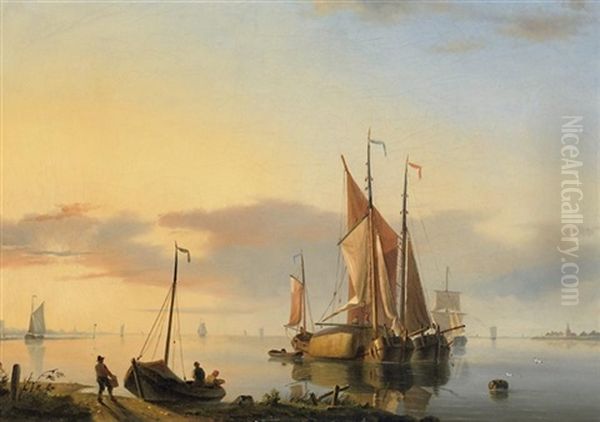 Frachtsegler Vor Der Hollandischen Kuste Oil Painting by Jacob Willem Gruyter