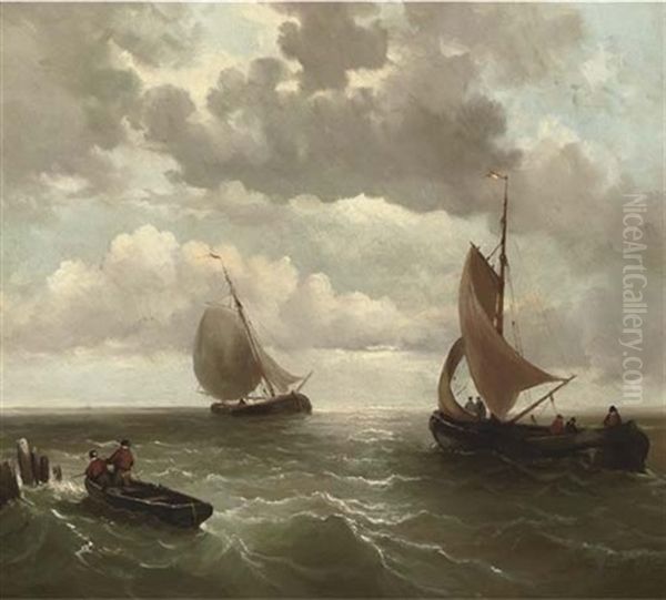 Setting Out To Sea Oil Painting by Jacob Willem Gruyter