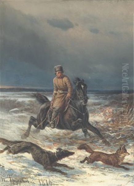 Ravjakt Oil Painting by Petr Nikolaevich Gruzinsky