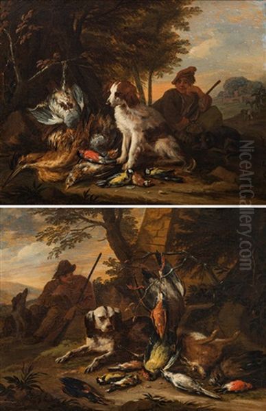 Hunting Still Lifes (counterparts) Oil Painting by Adriaen de Gryef