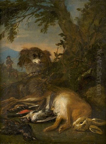 Jagdstillleben Mit Federwild Und Erlegtem Hasen Oil Painting by Adriaen de Gryef