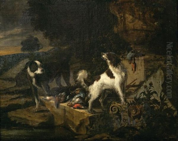 Chiens Au Retour De Chasse Oil Painting by Adriaen de Gryef