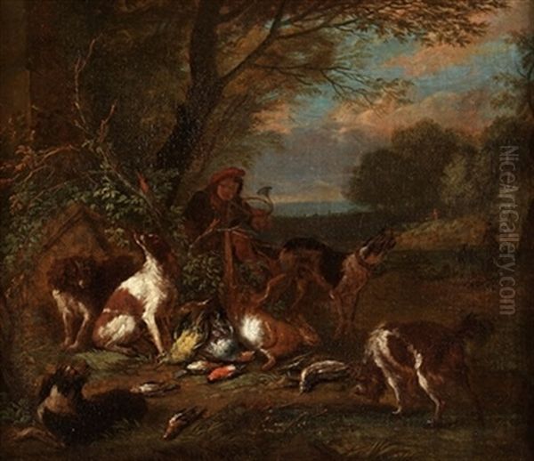 Paisaje Con Animales Y Personaje Oil Painting by Adriaen de Gryef