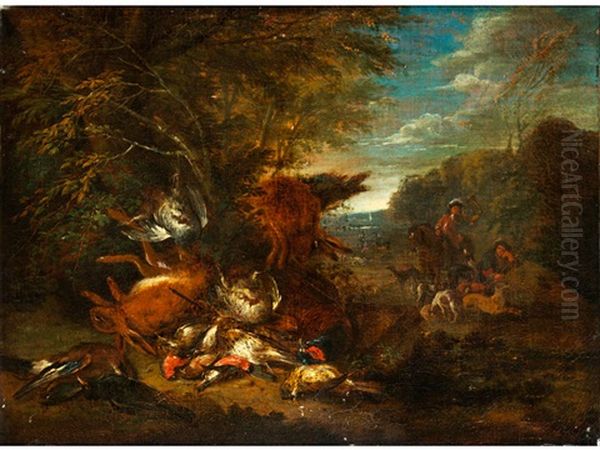 Jagdstillleben In Waldlandschaft Oil Painting by Adriaen de Gryef