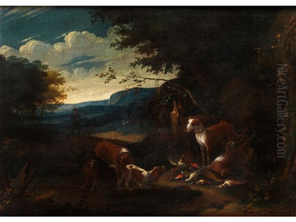 Jagdbild Mit Hunden Und Erlegtem Federvieh Oil Painting by Adriaen de Gryef