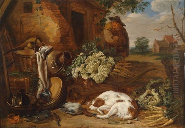 Jager Mit Erlegtem Wild Und Einem Hund Oil Painting by Adriaen de Gryef