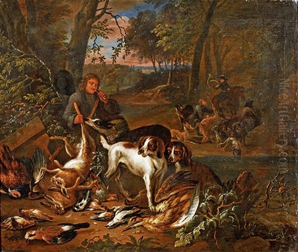 Chiens Et Chasseurs Oil Painting by Adriaen de Gryef