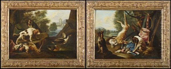 Composition De Chasse (pair) Oil Painting by Adriaen de Gryef