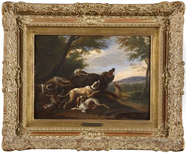 Sanglier Attaque Par Des Chiens Oil Painting by Adriaen de Gryef