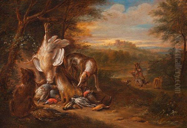 Hunting Booty In A Landscape (pair) Oil Painting by Adriaen de Gryef