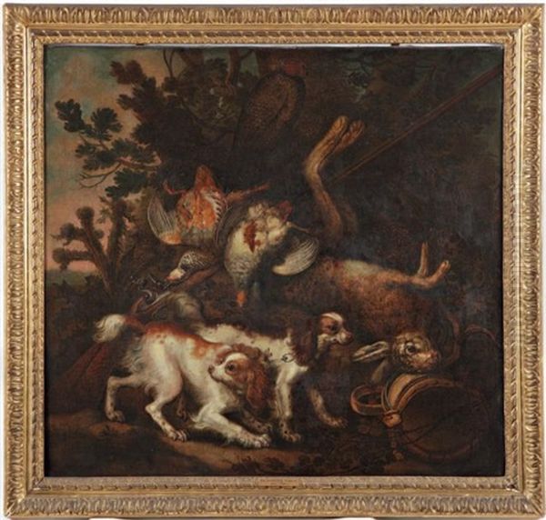 Nature Morte De Gibier, Faucon Et Chiens Oil Painting by Adriaen de Gryef