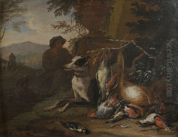 Landscape With Hunting Still Life Oil Painting by Adriaen de Gryef