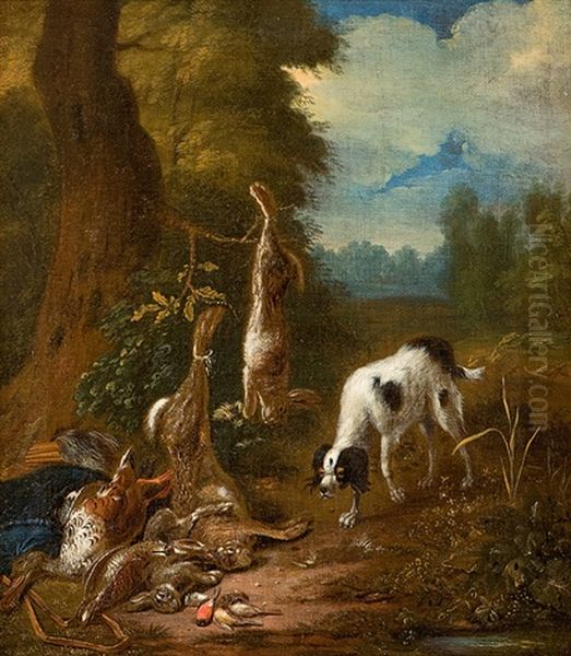 Jagdstillleben Mit Hund Oil Painting by Adriaen de Gryef