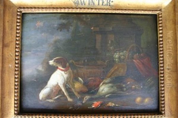 Nature Morte Au Trophee De Chasse (pair) Oil Painting by Adriaen de Gryef