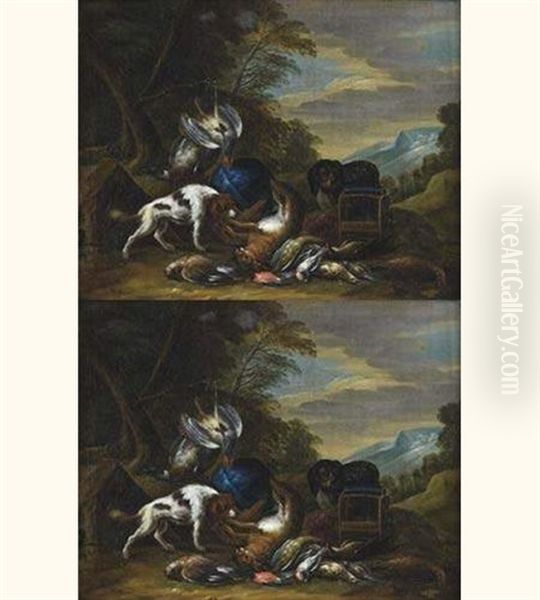 Natures Mortes Aux Gibiers Et Volatiles Dans Des Paysages (set Of 2 Works) Oil Painting by Adriaen de Gryef