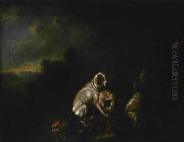 Jagdstillleben Mit Sitzendem Jagdhund Oil Painting by Adriaen de Gryef