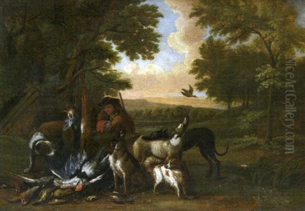 Chasseur Et Son Gibier Dans Une Clairiere Oil Painting by Adriaen de Gryef