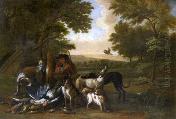 Chasseur Et Son Gibier Dans Une Clairiere Oil Painting by Adriaen de Gryef