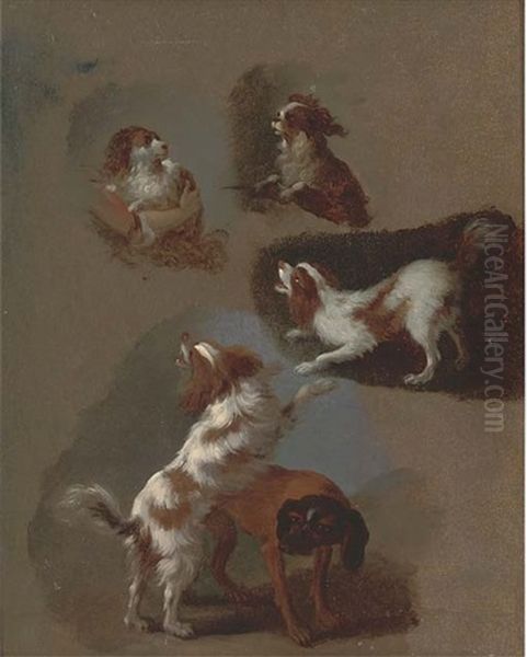 Studies Of Spaniels And A Hound Oil Painting by Adriaen de Gryef