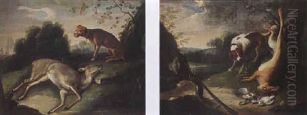 A Hunting Still Life With A Deer And A Dog Oil Painting by Adriaen de Gryef