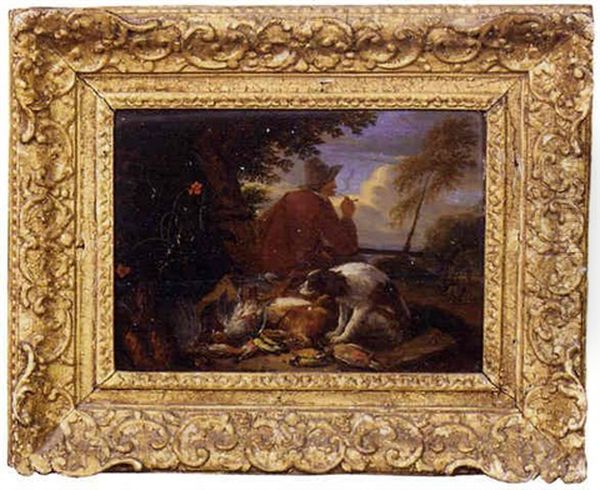 A Huntsman With His Dog And Dead Game Oil Painting by Adriaen de Gryef