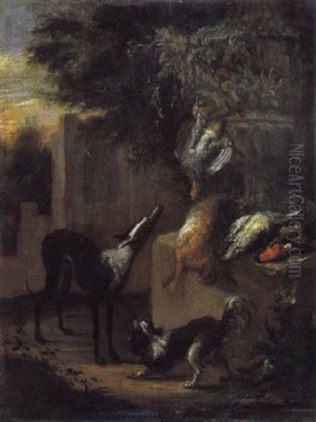 Jachtstilleven Met Honden Oil Painting by Adriaen de Gryef