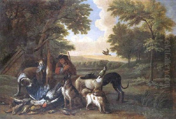 Chasseur Avec Chiens Et Gibiers Dans Un Paysage Oil Painting by Adriaen de Gryef