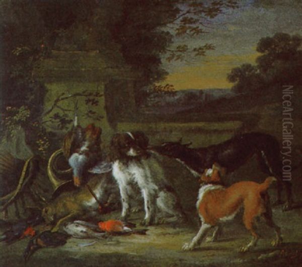 Jagdbeute Von Hunden Bewacht Oil Painting by Adriaen de Gryef