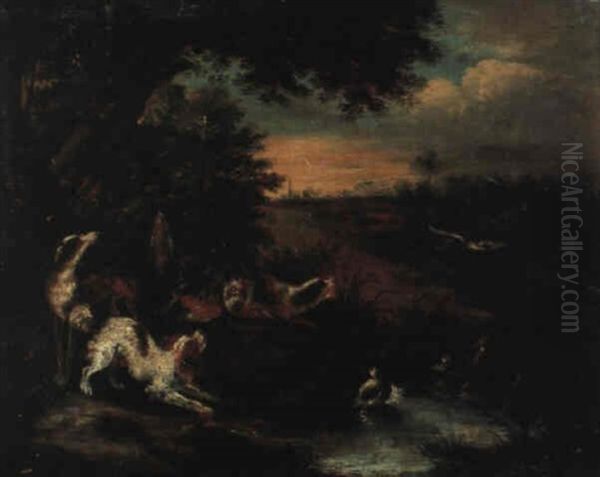 Landschap Met Jachthonden En Wild Oil Painting by Adriaen de Gryef