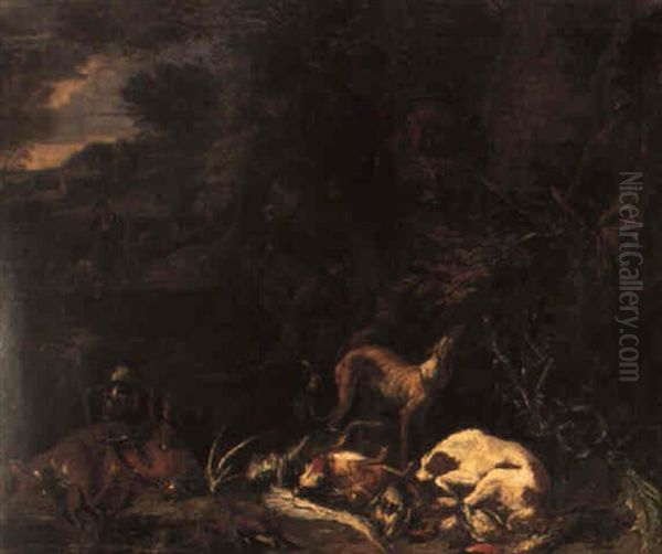 Landskap Med Jagare Och Villebrad Oil Painting by Adriaen de Gryef