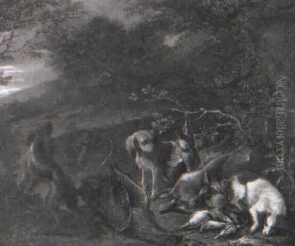 Hounds Guarding The Trophies Of The Hunt Oil Painting by Adriaen de Gryef