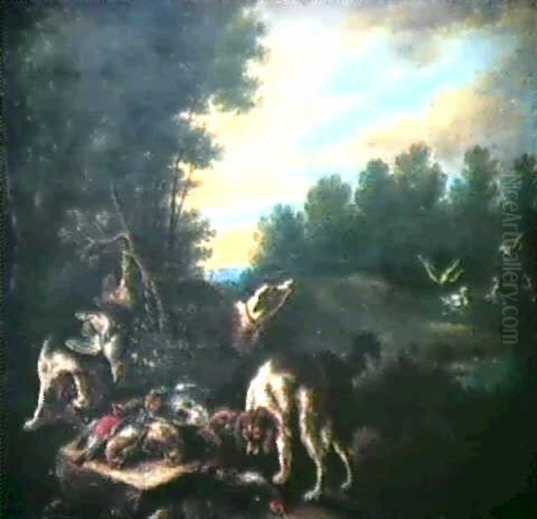 Chiens Et Gibier Oil Painting by Adriaen de Gryef