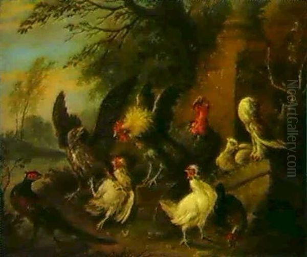 Huhner In Landschaft Oil Painting by Adriaen de Gryef