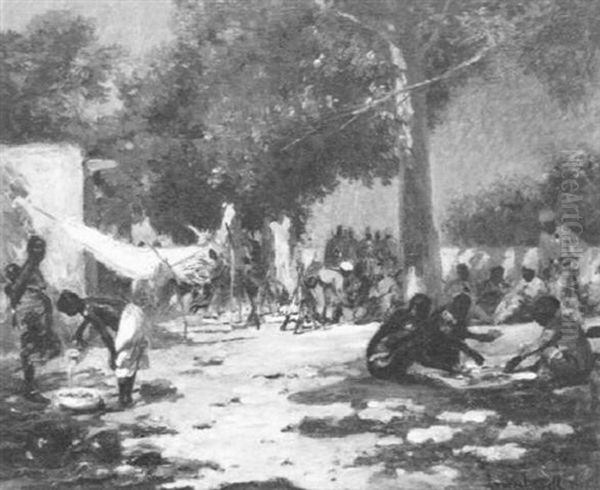 Senegalese Encampment Oil Painting by Jakob Laurenz Gsell