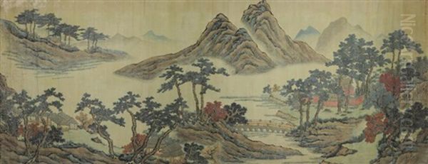 Large Landscape, Attributed To Gu Heqing, 19th Century Oil Painting by  Gu Heqing