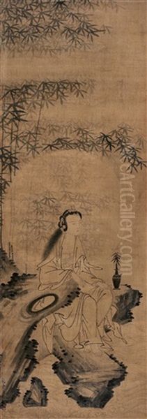 Guan Yin Oil Painting by  Gu Jianlong