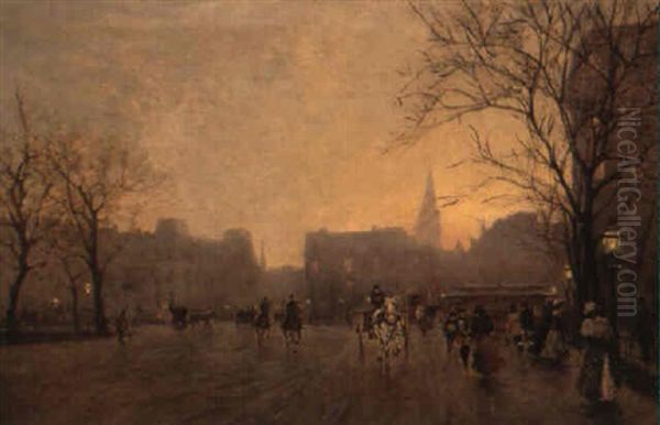 Twilight In New York Oil Painting by Alessandro Guaccimanni