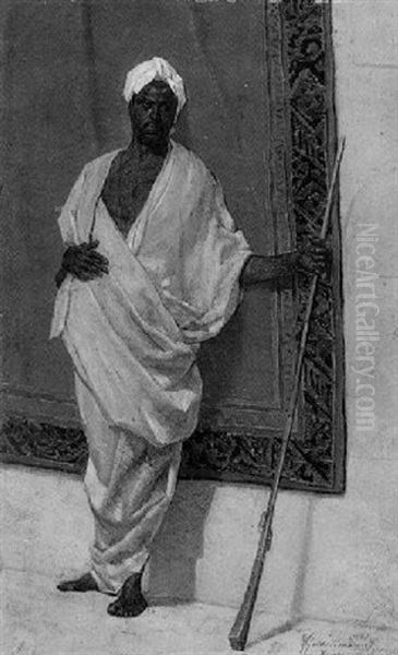 A Moorish Guard Oil Painting by Vittorio Guaccimanni