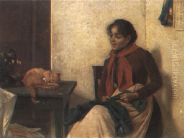 The Seamstress Oil Painting by Vittorio Guaccimanni