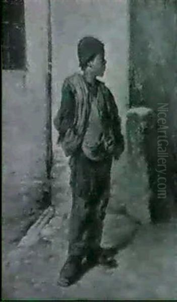 Street Urchin Oil Painting by Vittorio Guaccimanni