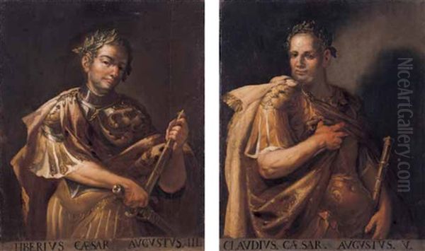 L'imperatore Tiberio (+ L'imperatore Claudio; 2 Works) Oil Painting by Pietro Francesco Guala