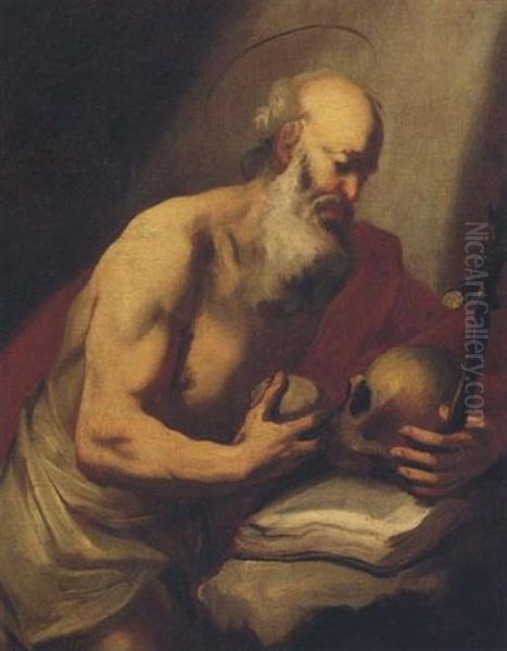 S. Girolamo In Meditazione Oil Painting by Pietro Francesco Guala