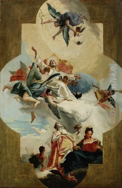 A Study For A Ceiling Oil Painting by Jacopo Guarana